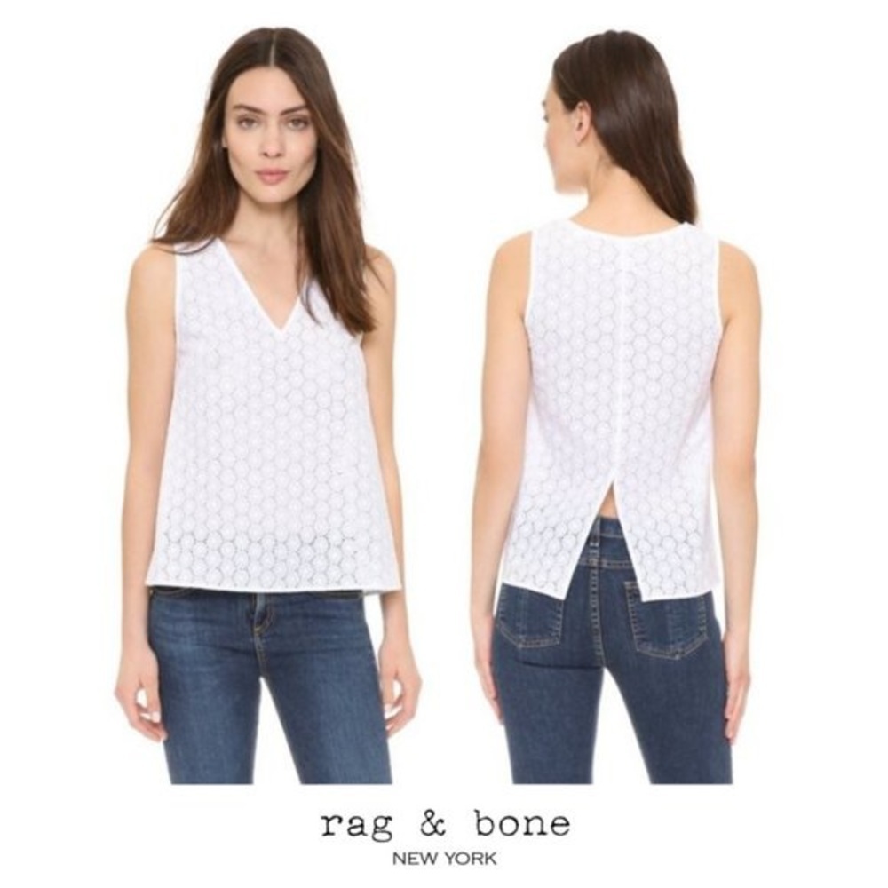 Rag & Bone Drape V-Neck Eyelet Tank Top (S)